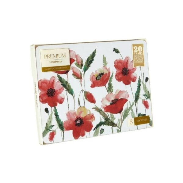 WATERCOLOUR POPPY PLACEMATS SET OF 6