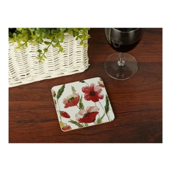 WATERCOLOUR POPPY PACK OF 6 COASTERS - Image 2