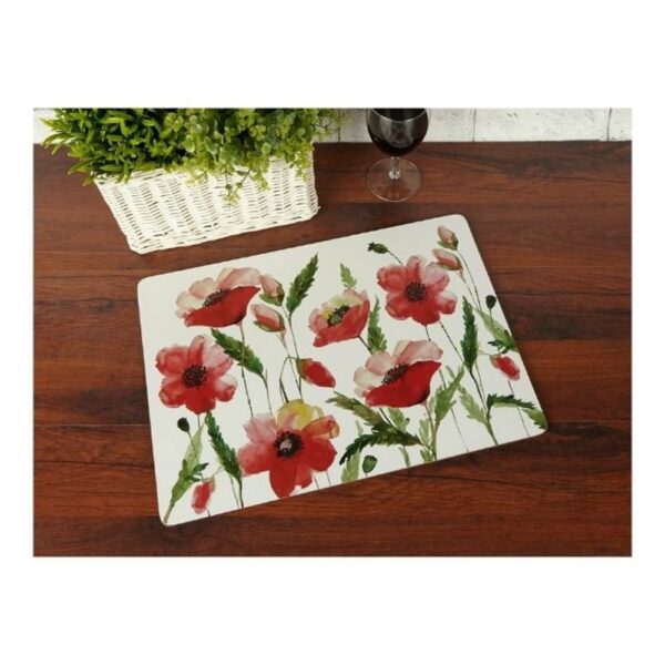 WATERCOLOUR POPPY PACK OF 4 LARGE PLACEMATS - Image 2