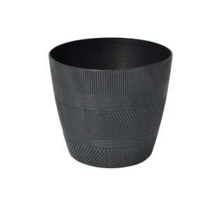 MIKA STRIPE PLANTER D22H20 GREY LP094-GY