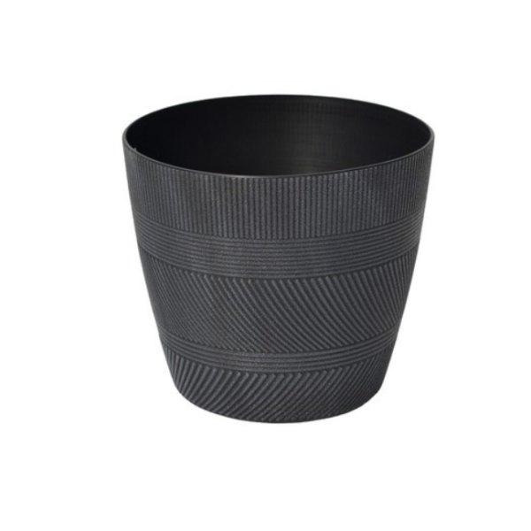 MIKA STRIPE PLANTER D22H20 GREY LP094-GY