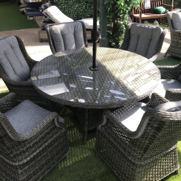 AMALFI 6 SEATER ROUND TABLE SET - DARK GREY - Image 2