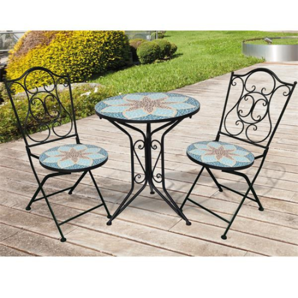 GENEVA OUTDOOR BISTRO SET WITH MOSAIC TILE TOP