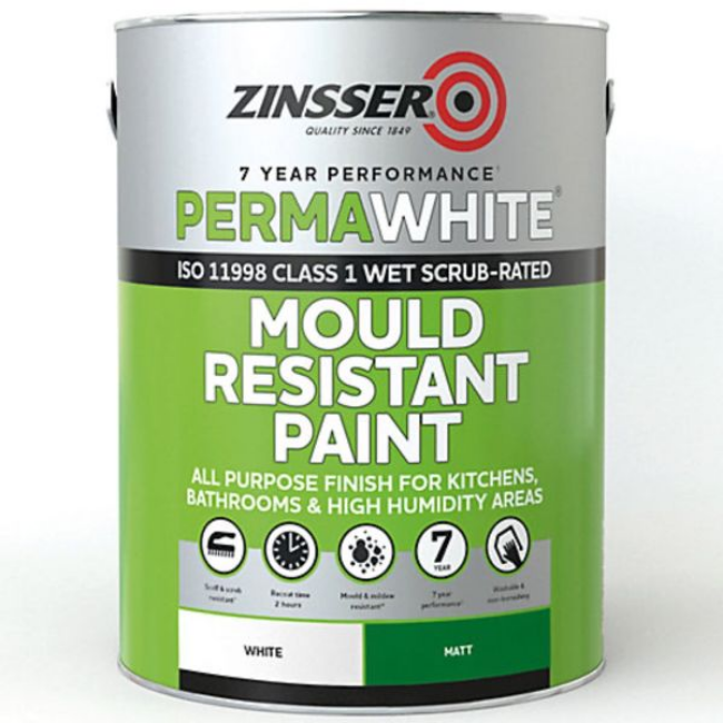 ZINSSER PERMA WHITE MOULD RESISTANT PAINT MATT 5L