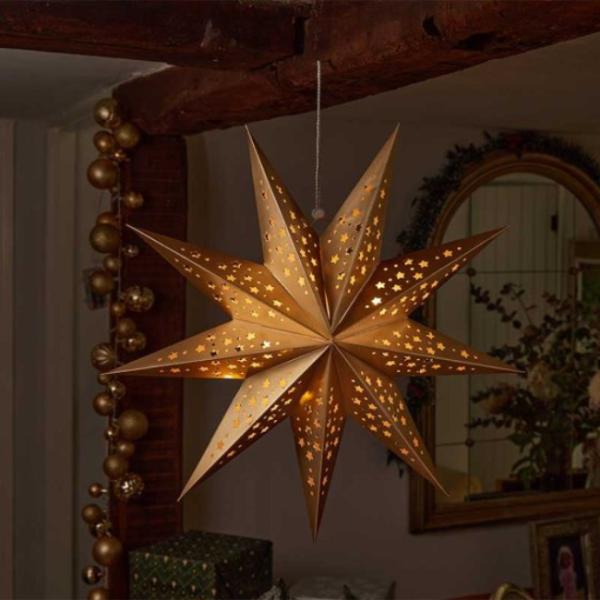 ORIGAMI STAR INLIT 50CM GOLD