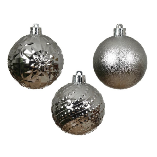 SILVER BAUBLES PACK OF 5 - Image 2