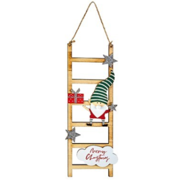 WOODEN SANTA GONK LADDER 30CM