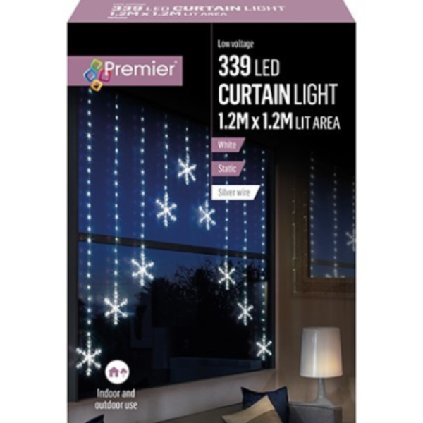 SNOWFLAKE CURTAIN LIGHT 339LED 1.2 X 1.2M WHITE