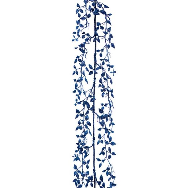 MIDNIGHT BLUE GLITTER LEAF GARLAND 150CM