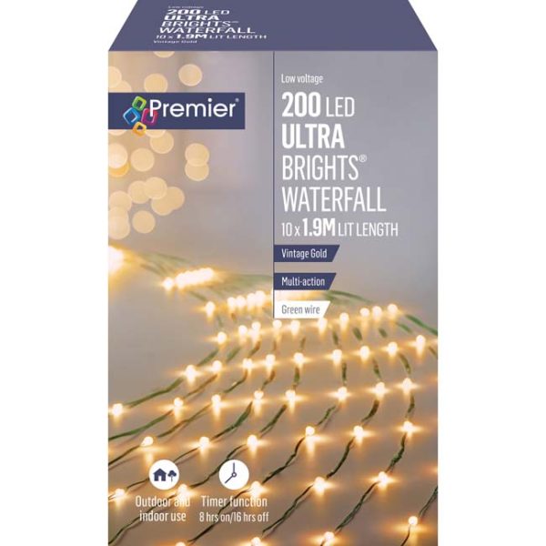 ULTRBRIGHT WATERFALL 1.9M 200L VINTAGE GOLD