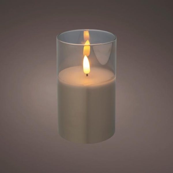 LED WICK CANDLE GLASS CYLINDER BATTERY OPERATED INDOOR 7.5CM