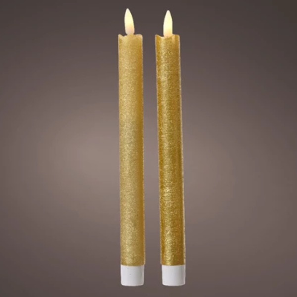 LED DINNER CANDLES GOLD PACK 2