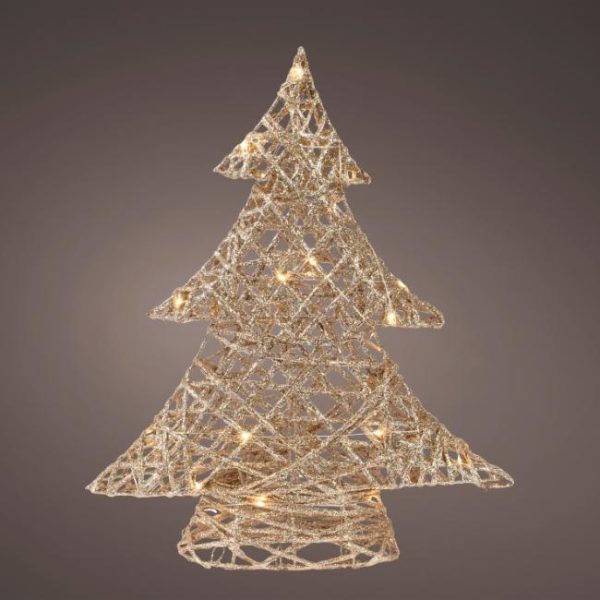 MICRO LED TREE PAPER BATT OP INDOOR GOLD 40CM