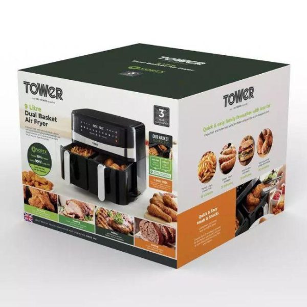 TOWER 9L DUAL BASKET AIR FRYER T17088 - Image 2
