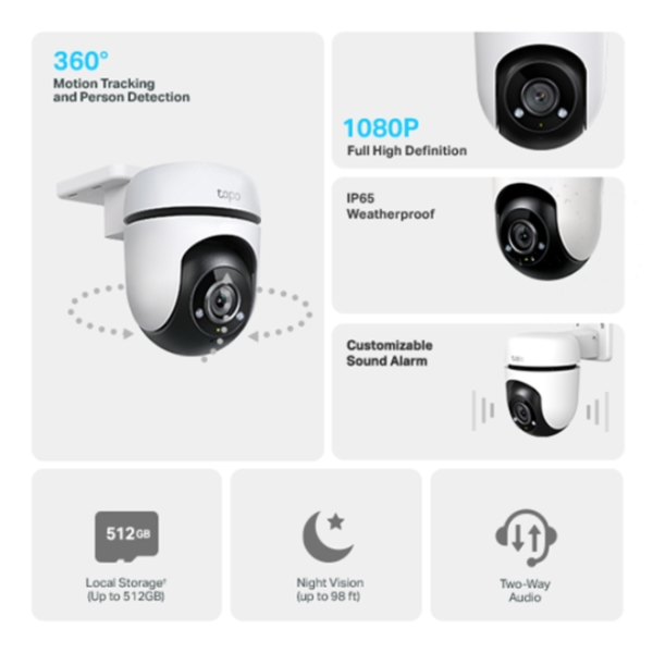 TP LINK TAPOC500 OUTDOOR PAN/TILT SECURITY WIFI CAMERA - Image 2