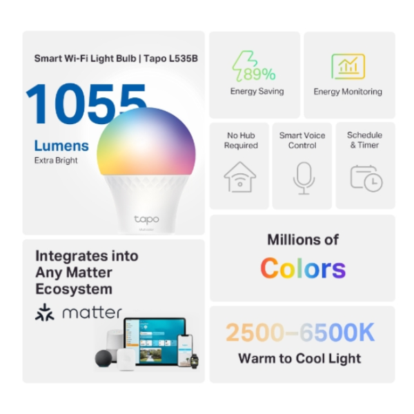 TP LINK TAPO L535B TAPO SMART BULB WITH MULTICOL - Image 2