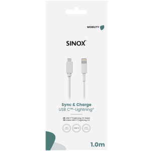 SINNOX USB C-LIGHTNING CABLE 1M WHITE