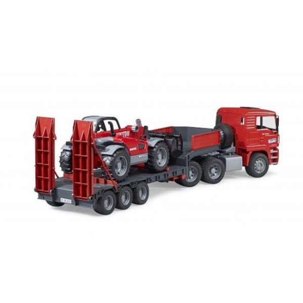 BRUDER MAN TGA LOW LOADER TRUCK WITH MANITOU TELLESCOPIC - Image 2