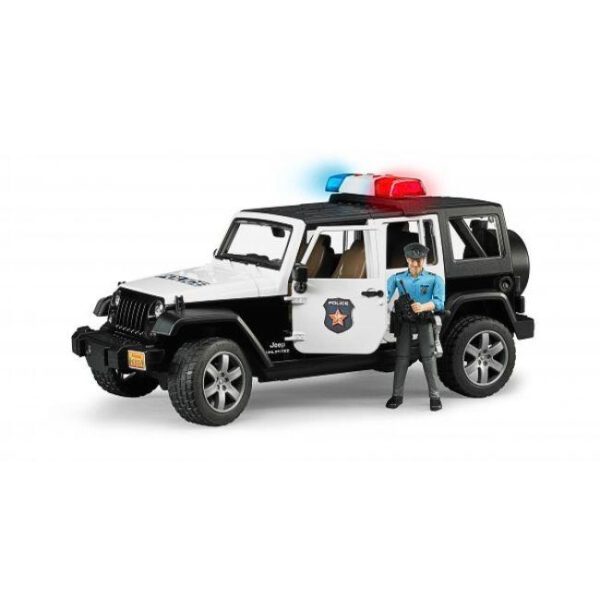 BRUDER JEEP WRANGLER RUBICON POLICE VEHICLE WITH POLICEMAN AND ACCESSORIES