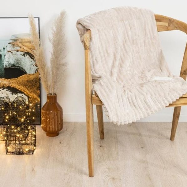 SHERPA STAR EMBROIDERY THROW FLANNEL SAND - Image 2