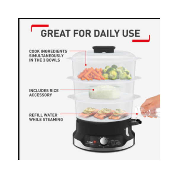 TEFAL 3 TIER STAINLESS STEEL STEAMER - Image 3