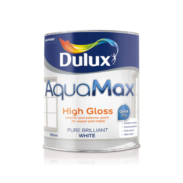 DULUX AQUAMAX GLOSS WHITE 750ML