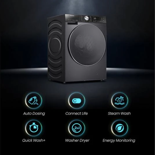 HISENSE 5S SERIES 10.5KG AUTO DOSING WIFI WASHER DRYER | WD5S1045BB - Image 2