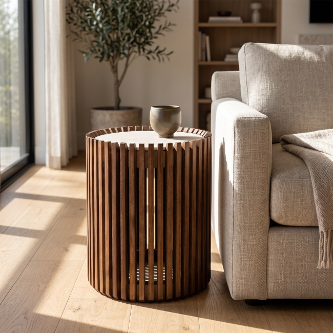 TEAK TABLE PORCELAIN TOP - Image 2