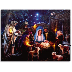 LIT CANVAS NATIVITY SCENE - 30X40CM