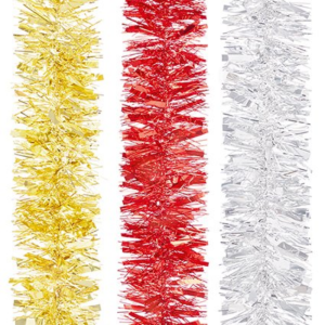 GOLD/RED/SILVER CHUNKY TINSEL 2MX10CM - 3 ASST.