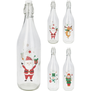 XMAS GLASS BOTTLE 1LT
