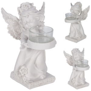 ANGEL WITH TEALIGHT HOLDER 17CM - 2ASS