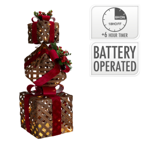 RED GIFTBOXES SQUARE LED 73CM