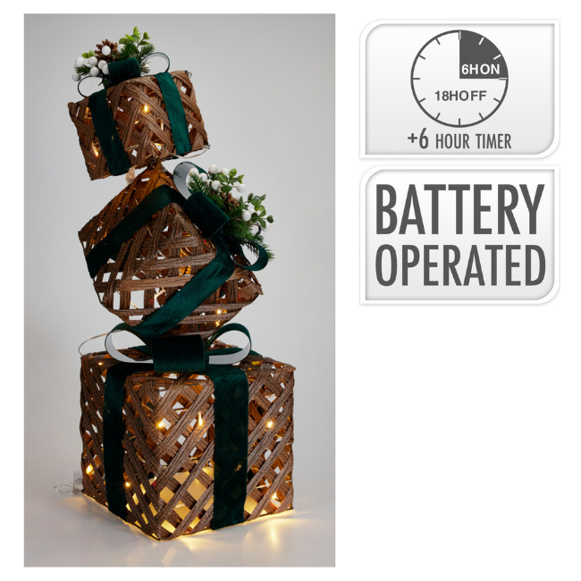 GREEN GIFTBOXES SQUARE LED 73CM