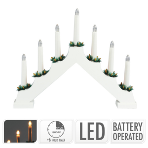 BATTERY CANDLEBRIDGE W/ TIMER - WHITE