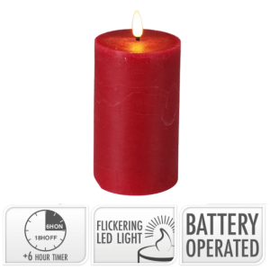 RED CANDLE LED TIMER 75X125MM