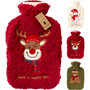 XMAS HOT WATER BOTTLE - 2LTR - 3 ASS