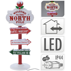 NORTH POLE LED SIGN W/ ADAPTOR - 95CM