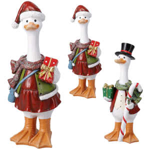 XMAS GOOSE STATUE 30CM - 2 ASS