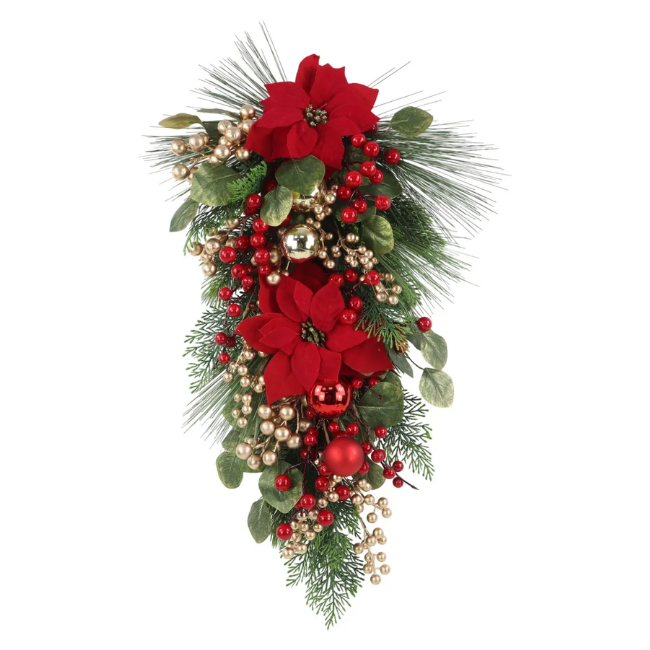 RED POINSETTIA SWAG 71CM