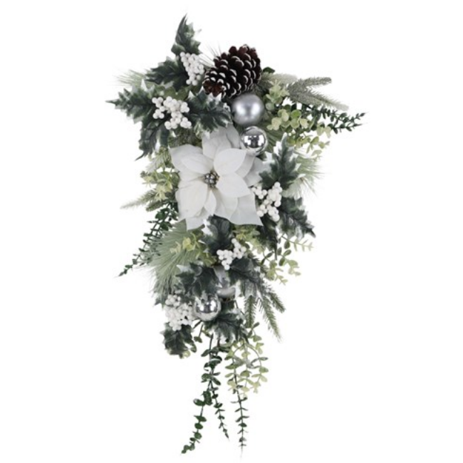 WHITE POINSETTIA SWAG 71CM