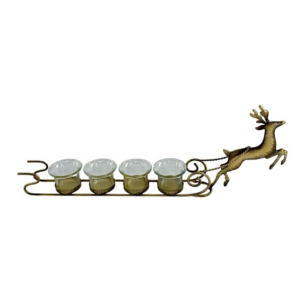 STAG 4 TEALIGHT HOLDER SLEIGH 48CM