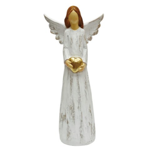 STANDING ANGEL & HEART 17X36CM