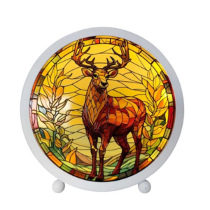 LED STAINED GLASS STAG 15X16CM