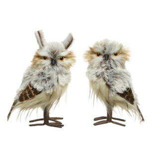 OWL W/ POLYESTER FEATHERS - 2 ASS