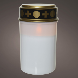WHITE GRAVE CANDLE - FLAME EFFECT