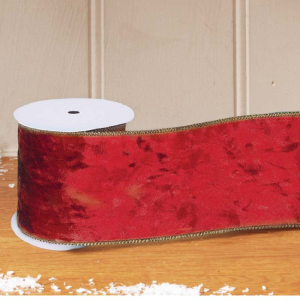 DELUXE VELVET RIBBON 89MM, 3M - RED