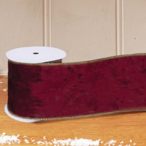 DELUXE VELVET RIBBON 89MM, 3M - BURGUNDY
