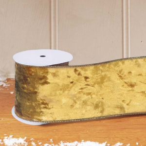 DELUXE VELVET WIRED RIBBON 89MM, 3M - GOLD