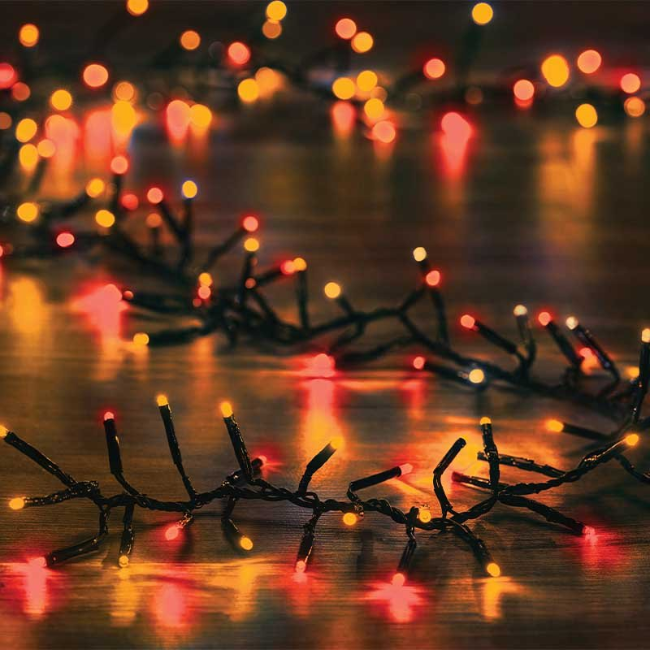 LED CLUSTER LIGHTS - ANTIQUE WHITE AND RED - 1000